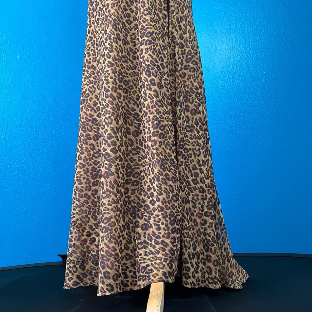 STAUD Lea Leopard Print Maxi Dress w/ Side Slit & Puff Sleeves Size 2 - Picture 12 of 16